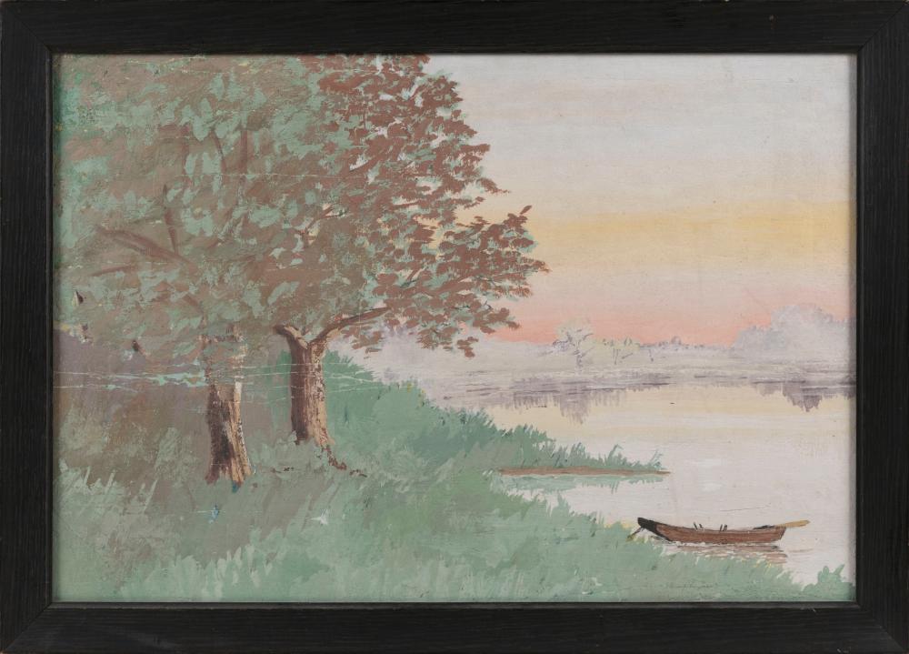 Appraisal: PHILLIP HORTON SMITH SALEM MASSACHUSETTS - LAKE SCENE GOUACHE ON