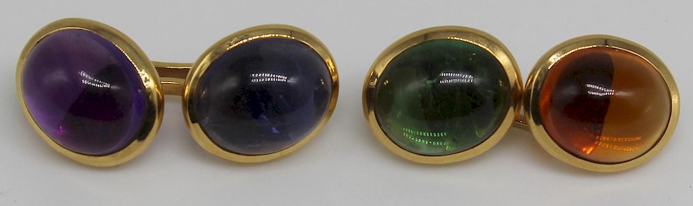 Appraisal: JEWELRY Pair of Tiffany Co ct Gold and Colored Gem