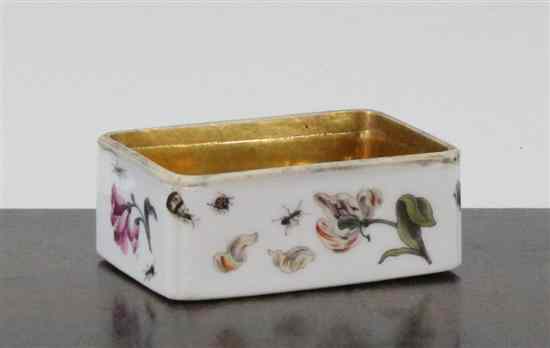 Appraisal: A porcelain rectangular snuff box base probably Meissen late th