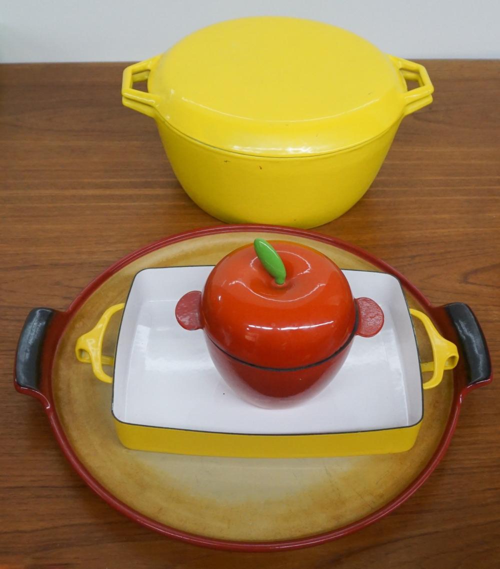 Appraisal: GROUP OF ENAMEL COOKWARE INCLUDING LIDDED TUREEN CASSEROLE CIRCULAR TRAY