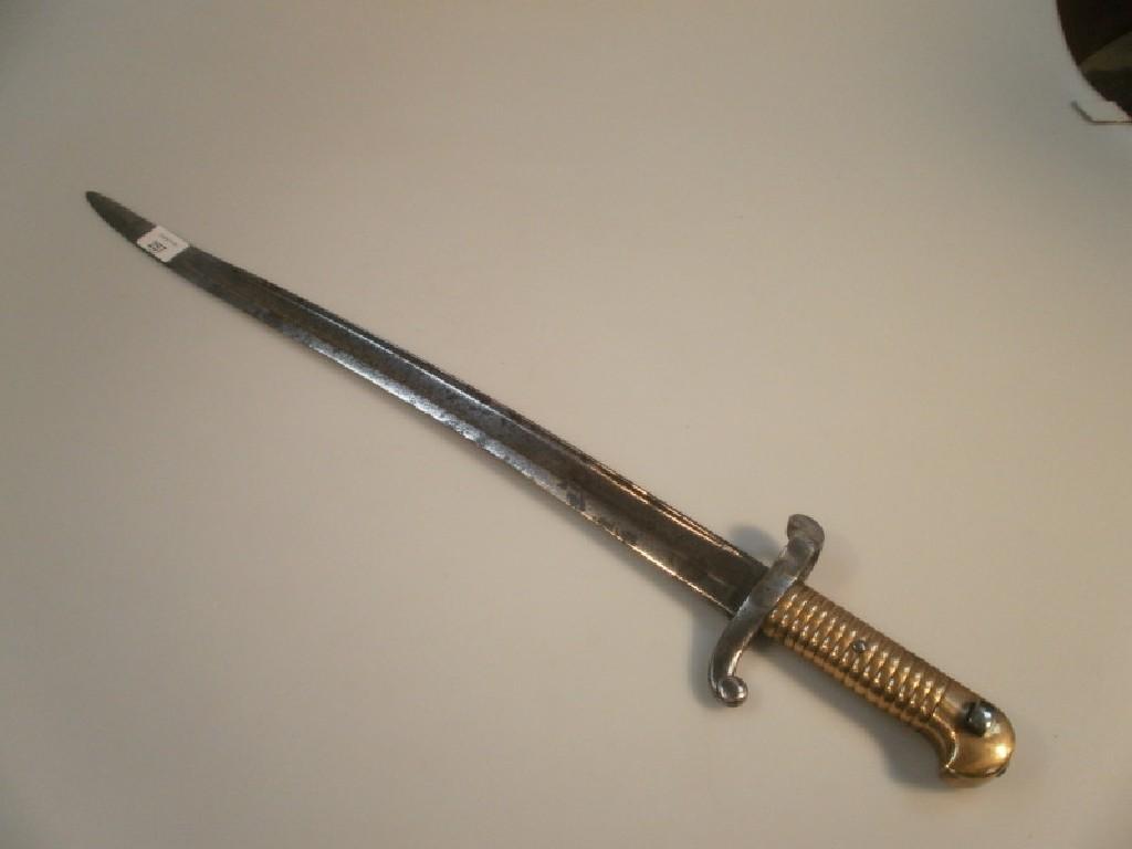 Appraisal: A thC French Army brass and stainless steel bayonet dated