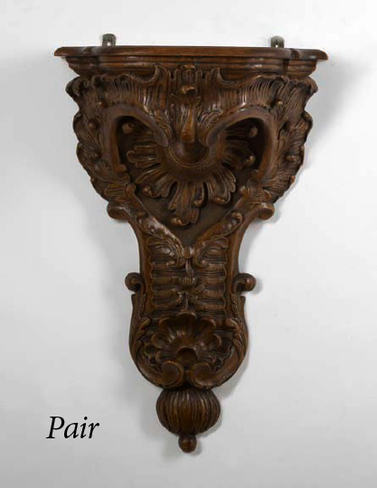 Appraisal: Small Pair of Regence Boldly Carved Wood Console Tables first