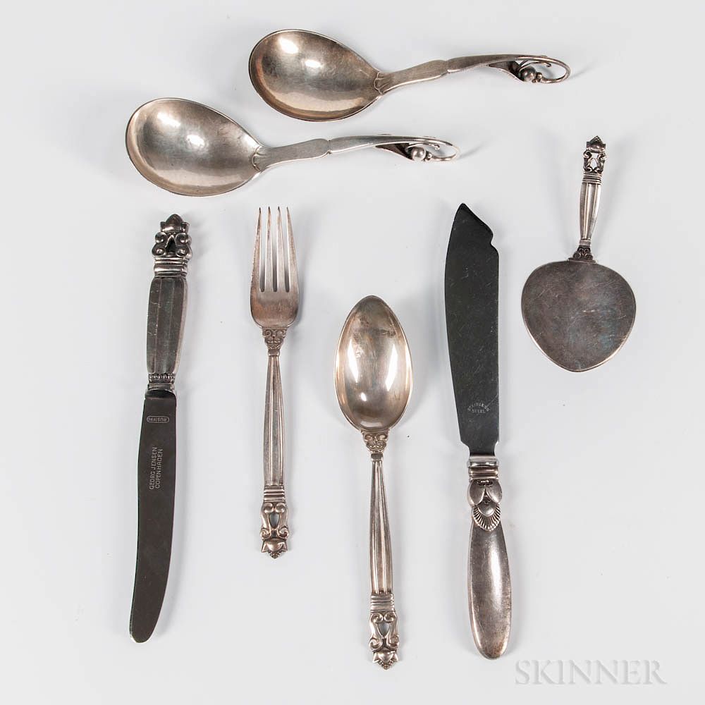 Appraisal: Georg Jensen Acorn Pattern Sterling Silver Flatware Service Georg Jensen