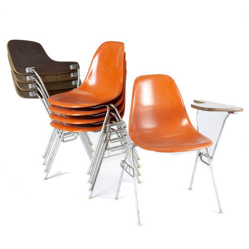 Appraisal: CHARLES EAMES HERMAN MILLER Set of five orange fiberglass stackable