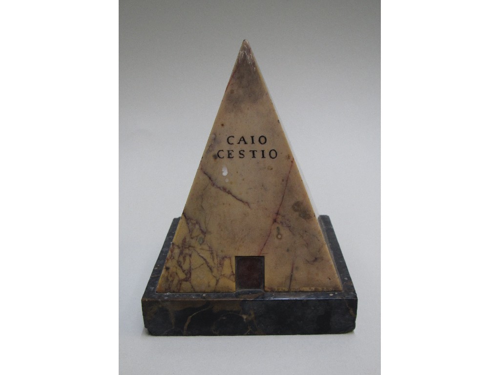 Appraisal: A Grand Tour marble pyramid paperweight inscribed Caio C