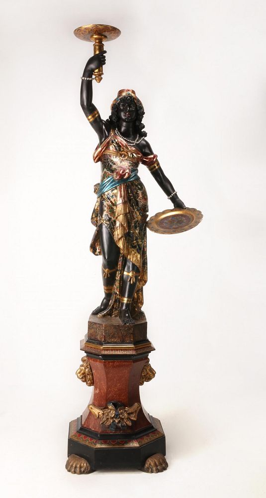 Appraisal: A GOOD TH CENTURY VENETIAN BLACKAMOOR ON PEDESTAL The carved