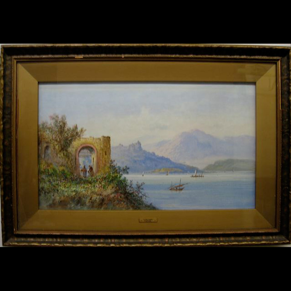 Appraisal: LAKE COMO FRANK CATANO TH CENTURY ITALIAN WATERCOLOUR Height -