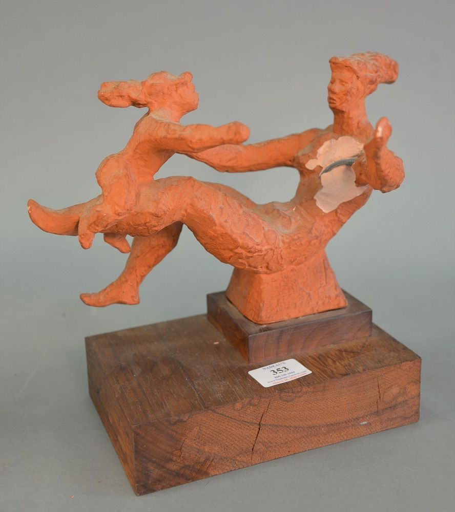 Appraisal: Chaim gross terracotta figural group of nude female and child