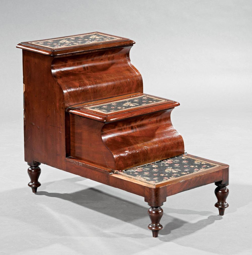 Appraisal: William IV Carved Mahogany Bedstep Commode mid- th c upholstered