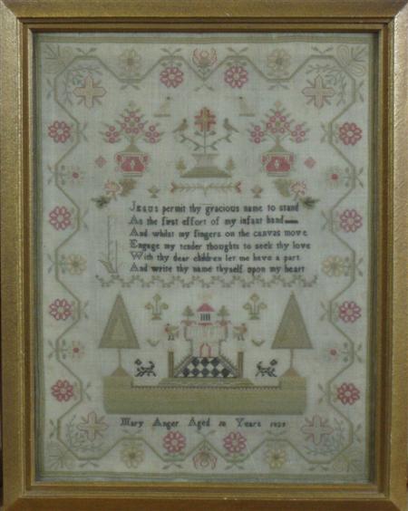 Appraisal: An early th century sampler By Mary Anger aged ten