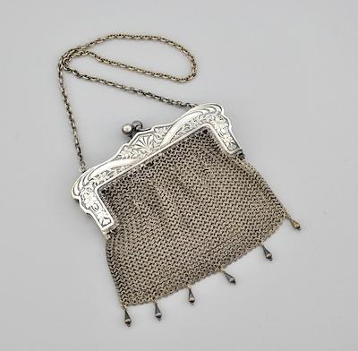 Appraisal: A German Silver Wire Mesh Purse With the frame in