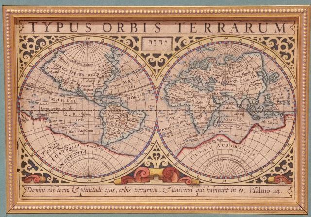 Appraisal: Framed and hand-colored world map Typus Orbis Terrarum by Wye