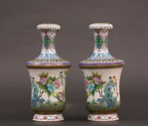 Appraisal: Another Pair of Cloisonn Vases Pair of cloisonne vases have