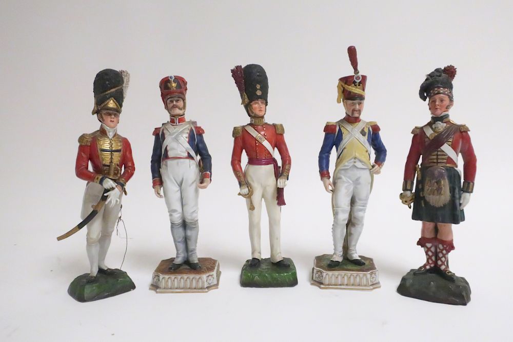 Appraisal: Porcelain Military Guards Sitzendorf and capodimonte h to h QLIV