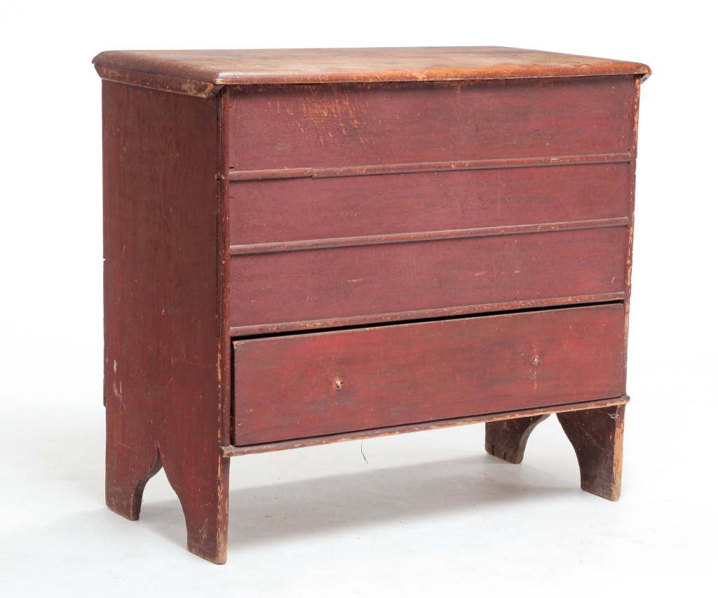 Appraisal: AMERICAN COUNTRY PAINTED MULE CHEST Second half th century pine