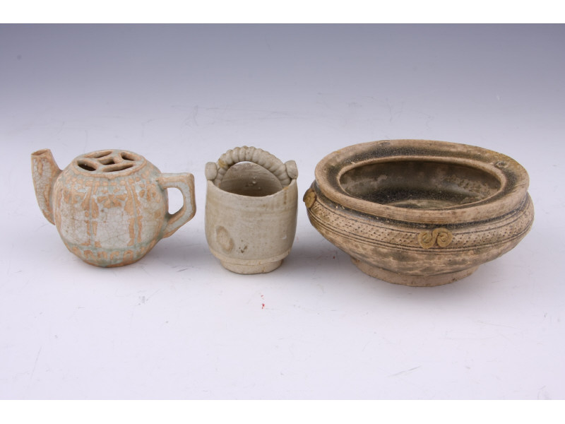 Appraisal: Three Ancient Chinese Ceramics the first a Western Zhou footed