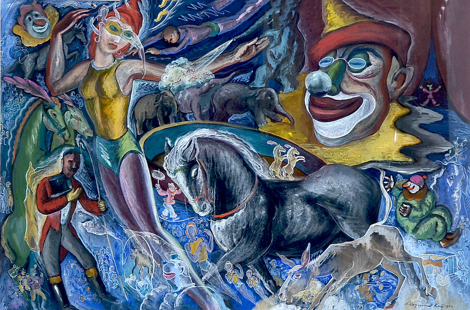 Appraisal: KATZ Alexander Sandor Raymond American - Surreal Circus Montage Gouache