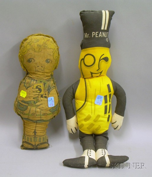 Appraisal: Printed and Stuffed Cloth Mr Peanut and Dolly Dingle Dolls