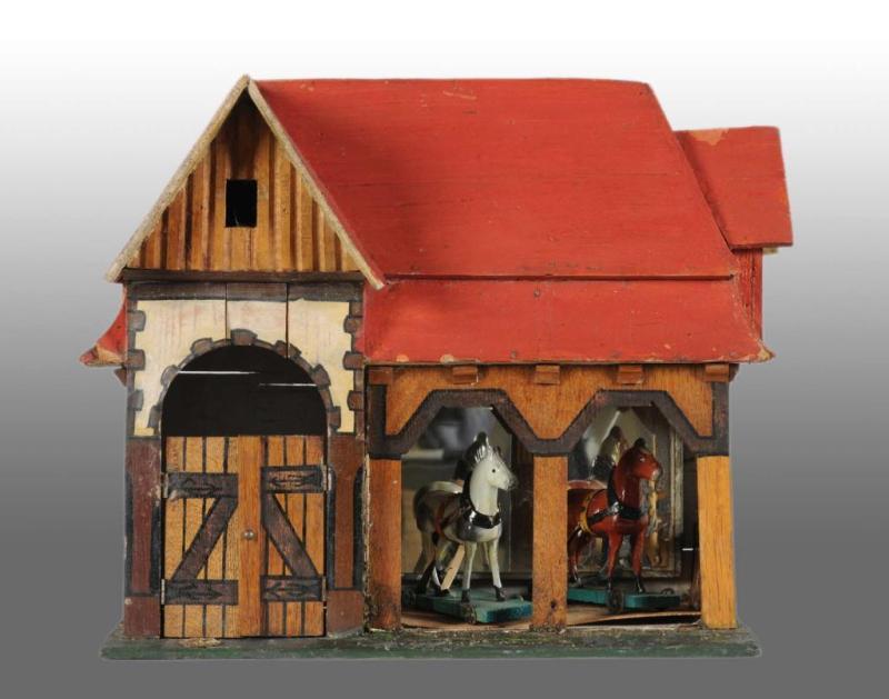 Appraisal: Wooden Stable and Horses Description German Circa s Includes two