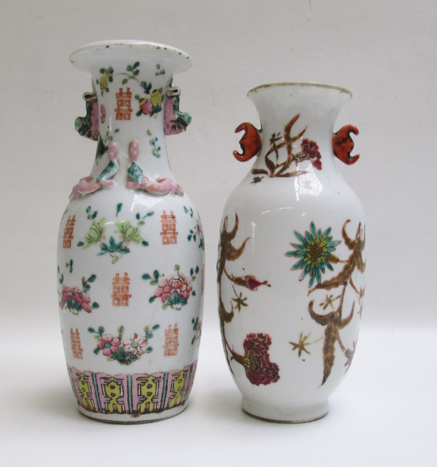 Appraisal: TWO CHINESE QING DYNASTY PORCELAIN VASES one with flaring rim