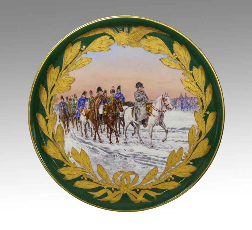 Appraisal: LARGE NAPOLEONIC SEVRES CHARGER Hand painted scene depicting Napoleon leading