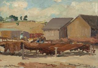 Appraisal: Franz A Bischoff ''Drying the Nets - San Pedro'' signed