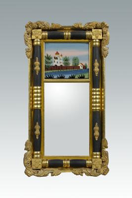 Appraisal: Classical gilt-framed eglomise mirror elaborate gilt wood applied composition and