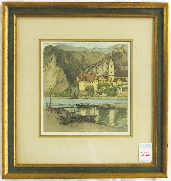 Appraisal: LUIGI KASIMIR ETCHING AND AQUATINT Austria - Durstein on the