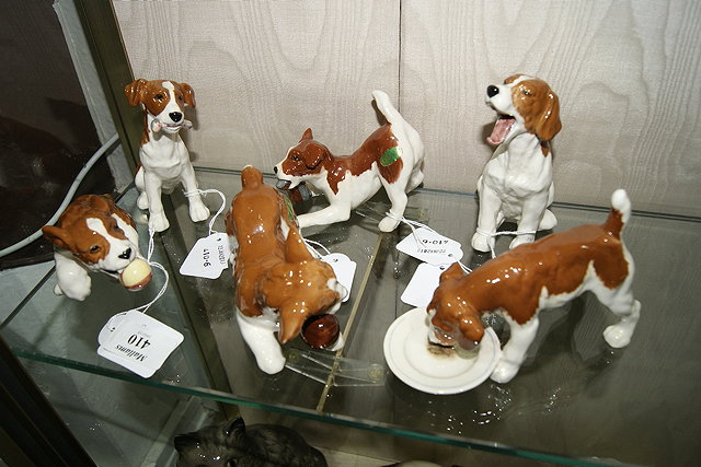 Appraisal: A COLLECTION OF SIX BESWICK MOVING PUPPY DOGS each approximately