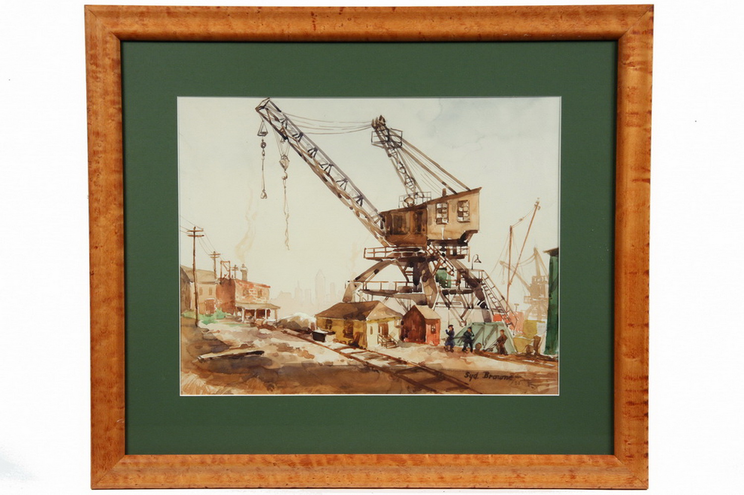 Appraisal: SYD J BROWNE NY - Newark Shipyard Crane watercolor signed