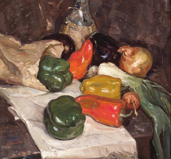 Appraisal: Maurice Logan - Still Life with Bell Peppers Onions and