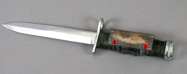 Appraisal: M Garand bayonet featuring silver presentation plaque L L Lemnitzer