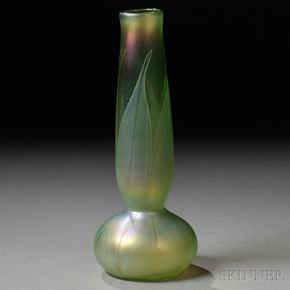 Appraisal: Loetz Ph nomen Genre Vase Art glass Austria c Onion-shaped