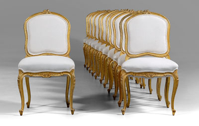 Appraisal: Set Louis XV style dining chairs each with carved and