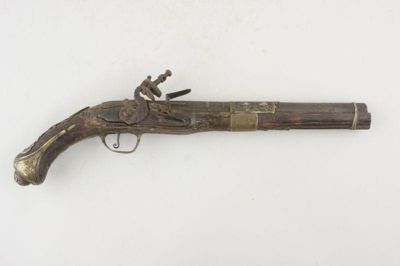 Appraisal: European Flintlock Pistol likely Spanish or Italian th c barrel