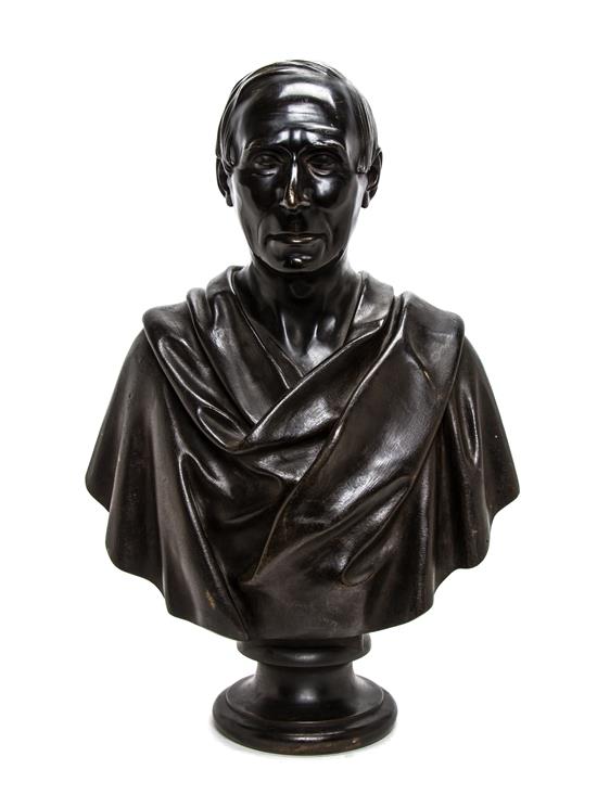 Appraisal: Sale Lot A Continental Bronze Bust depicting a Roman official