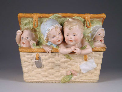 Appraisal: SUPERB HEUBACH WICKER PICNIC BASKET WITH CHILDREN After careful observation