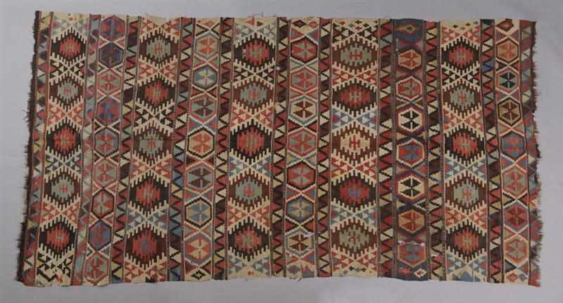 Appraisal: CAUCASIAN KILIM Worked with hexagons and sawtooth bands Provenance Property