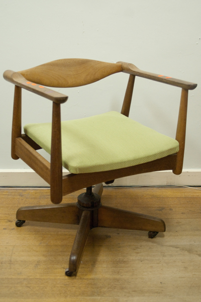 Appraisal: 'S TIMBER UPHOLSTERED OFFICE CHAIR