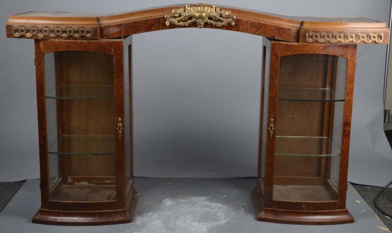 Appraisal: Three Piece Counter Top Burl Veneer Display Case Features two