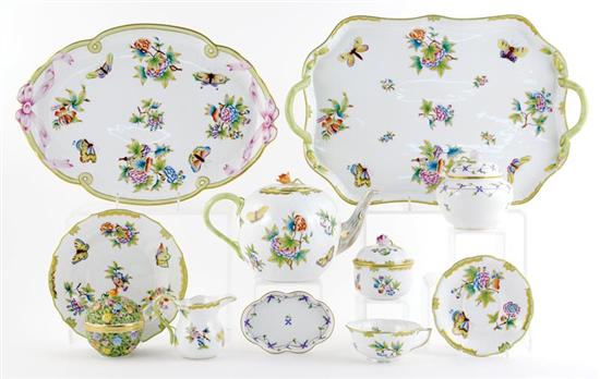 Appraisal: Herend porcelain tea service Queen Victoria pattern consisting of teapot