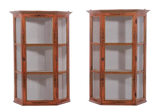 Appraisal: Pair Italian polychrome-painted hanging curios Pieri Son Florence first half