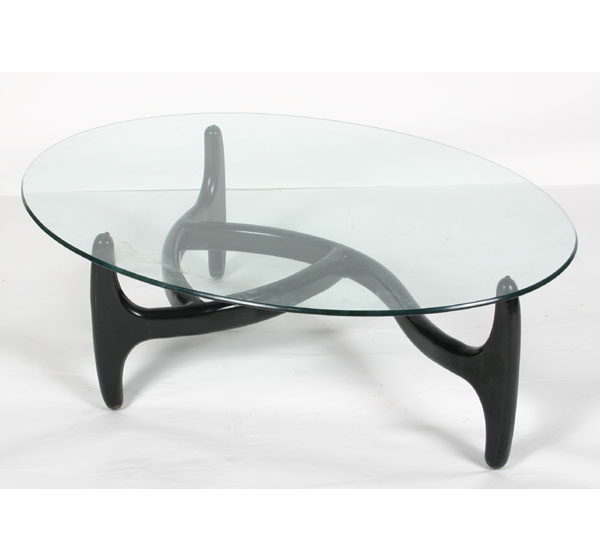 Appraisal: Modern Coffee Table Lacquered Freeform Base with Glass Top Base