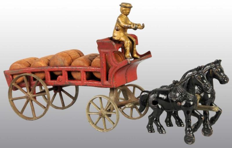 Appraisal: Cast Iron Arcade -Horse Dray Toy Description Front and rear