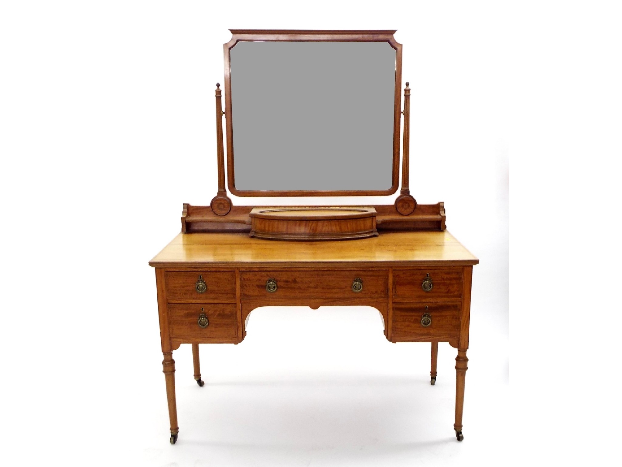 Appraisal: Good quality early th century satinwood dressing table fitted with