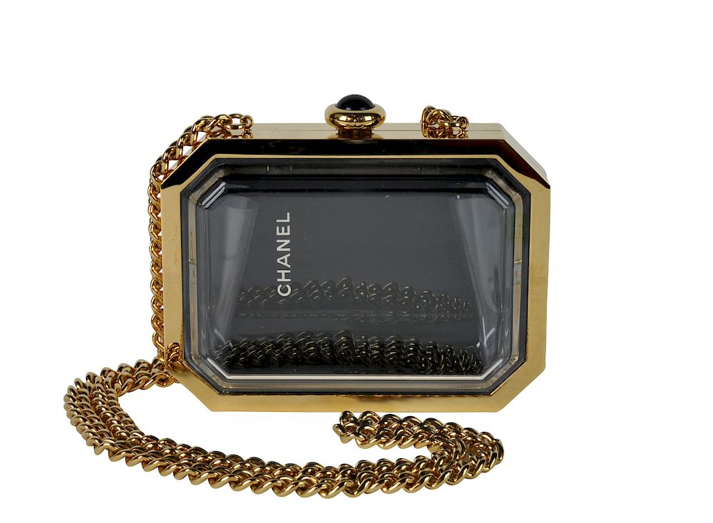 Appraisal: Unique CHANEL Minaudi re with Plexiglass Sides Chanel Minaudiere created