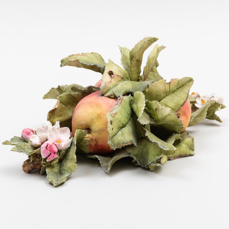 Appraisal: Clare Potter Porcelain Model of Apples and Branch Black painted