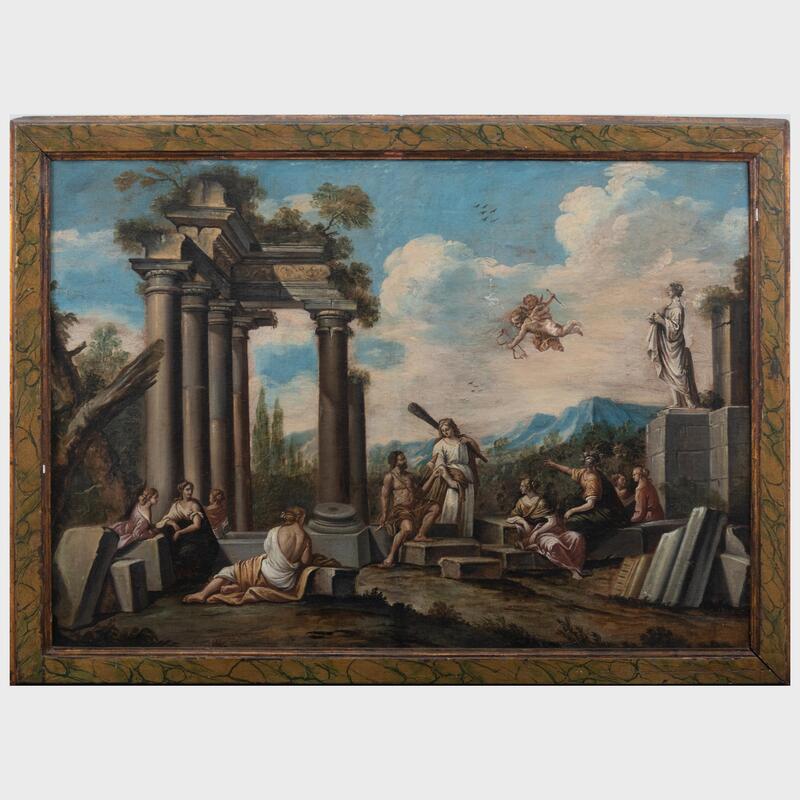 Appraisal: European School Capriccio Scenes A Pair Two oil on canvas