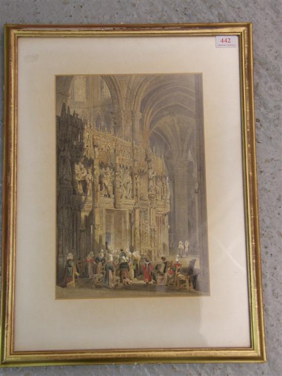 Appraisal: th century interior of Chartres Cathedral watercolour unsigned and titled