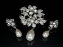 Appraisal: Nettie Rosenstein Pin and Earring Set Circa 's- 's Glamourous